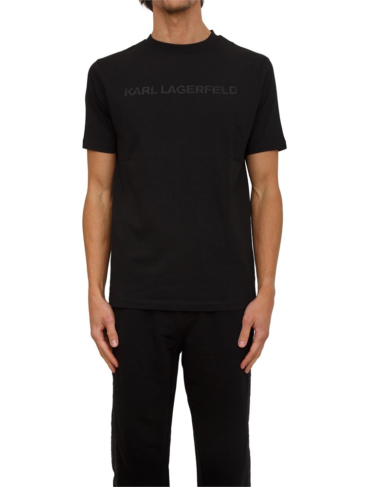 T-shirt uomo Karl Lagerfeld nera con logo lettering