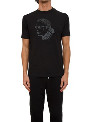 T-shirt uomo Karl Lagerfeld nera con applicazione volto in UOMO