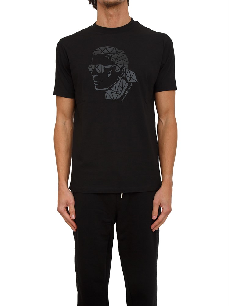 T-shirt uomo Karl Lagerfeld nera con applicazione volto