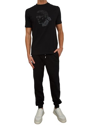 T-shirt uomo Karl Lagerfeld nera con applicazione volto in UOMO