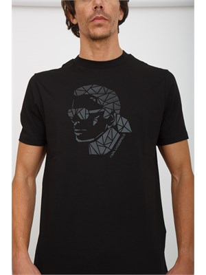 T-shirt uomo Karl Lagerfeld nera con applicazione volto in UOMO