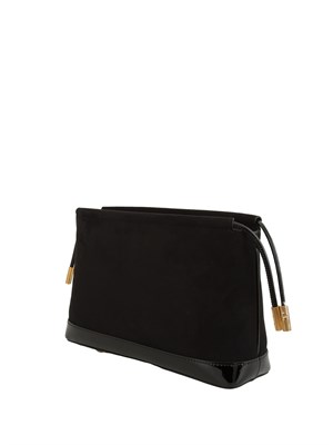 Borsa pouch Elisabetta Franchi in ecopelle scamosciata nera in DONNA