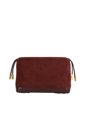 Borsa pouch Elisabetta Franchi in ecopelle scamosciata bordeaux in DONNA