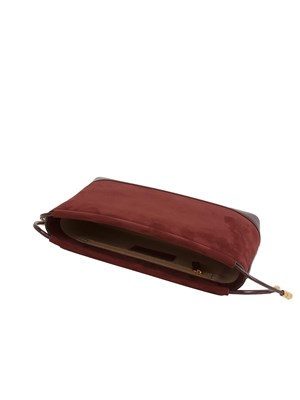Borsa pouch Elisabetta Franchi in ecopelle scamosciata bordeaux in DONNA