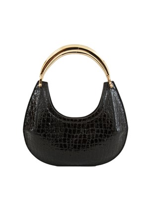 Borsa hobo piccola Elisabetta Franchi in ecopelle nera in DONNA
