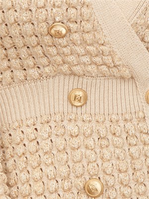 Abito Elisabetta Franchi in maglia bouclÉ beige con paillettes in DONNA