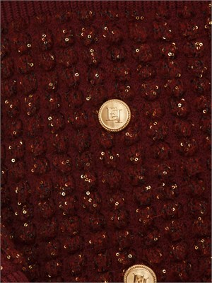 Abito Elisabetta Franchi in maglia bouclÉ bordeaux con paillettes in DONNA