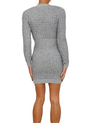 Abito Elisabetta Franchi in maglia bouclÉ grigia con paillettes in DONNA