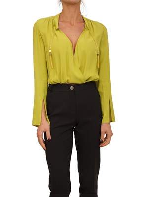 Body Elisabetta Franchi  in georgette verde lime in DONNA