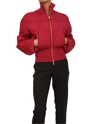 Piumino cropped Elisabetta Franchi in tessuto bordeaux in DONNA