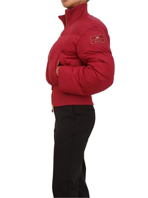 Piumino cropped Elisabetta Franchi in tessuto bordeaux in DONNA