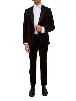 Pantaloni smoking Boss uomo in velluto marrone in UOMO