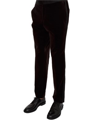 Pantaloni smoking Boss uomo in velluto marrone in UOMO