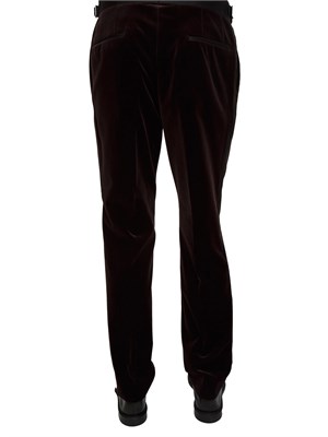 Pantaloni smoking Boss uomo in velluto marrone in UOMO
