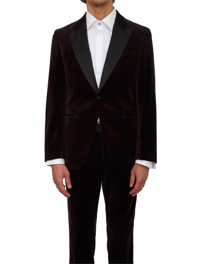 Giacca smoking Boss uomo in velluto marrone