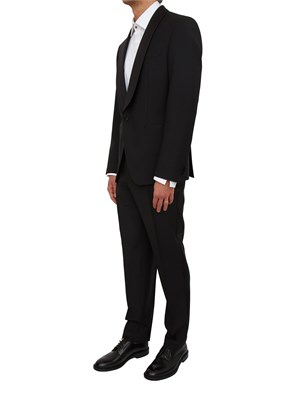 Abito smoking Boss uomo in lana e mohair nero con inserti in seta in UOMO