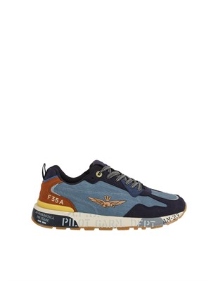 sneaker uomo Aeronautica Militare in ecopelle blu denim in UOMO