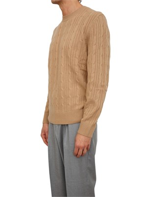 Maglia Boss uomo a trecce in cashmere e lana cammello in UOMO