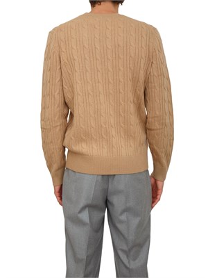 Maglia Boss uomo a trecce in cashmere e lana cammello in UOMO