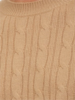 Maglia Boss uomo a trecce in cashmere e lana cammello in UOMO