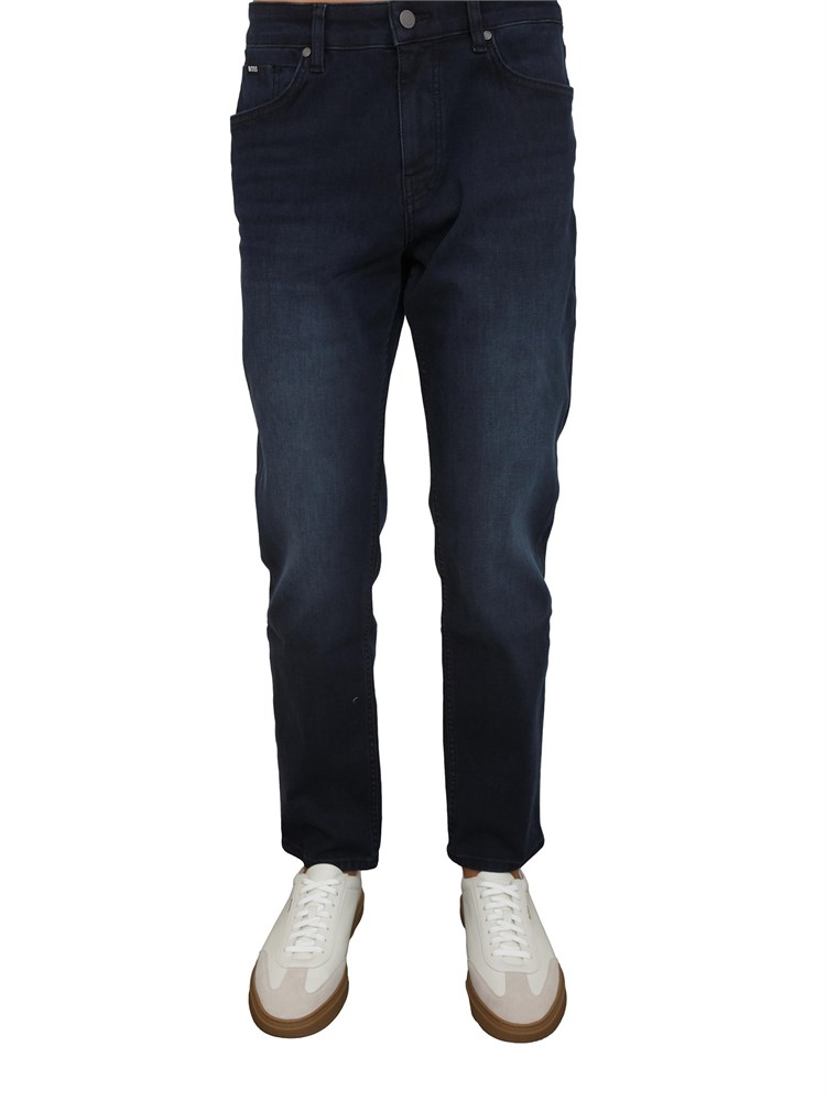 Jeans Boss uomo in pregiato denim blu effetto used