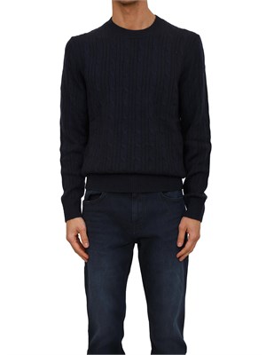 Maglia Boss uomo a trecce in cashmere e lana blu in UOMO