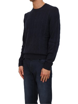 Maglia Boss uomo a trecce in cashmere e lana blu in UOMO