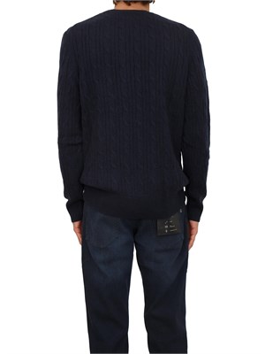 Maglia Boss uomo a trecce in cashmere e lana blu in UOMO