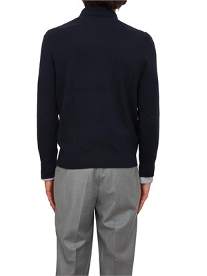 Maglia collo mezza zip Boss uomo in cashmere e lana blu in UOMO