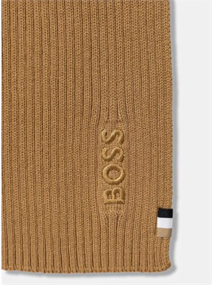 Sciarpa cammello Boss uomo in lana vergine in UOMO
