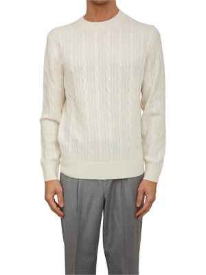 Maglia Boss uomo a trecce in cashmere e lana bianco in UOMO