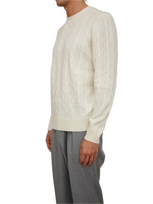 Maglia Boss uomo a trecce in cashmere e lana bianco in UOMO