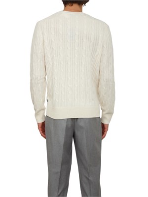 Maglia Boss uomo a trecce in cashmere e lana bianco in UOMO