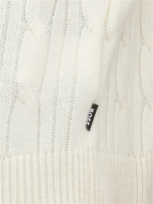 Maglia Boss uomo a trecce in cashmere e lana bianco in UOMO