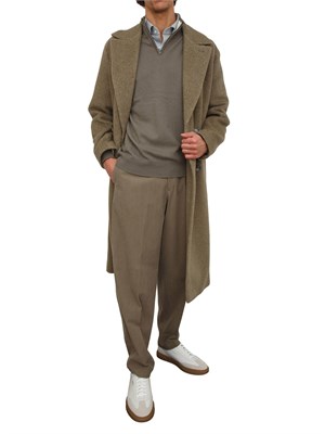 Maglia collo mezza zip Boss uomo in cashmere e lana verde in UOMO