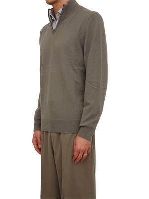 Maglia collo mezza zip Boss uomo in cashmere e lana verde in UOMO