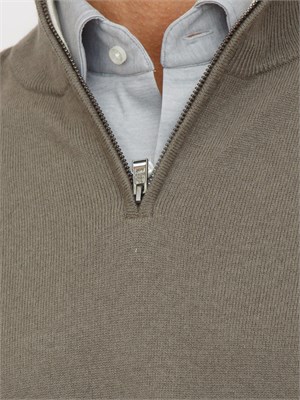 Maglia collo mezza zip Boss uomo in cashmere e lana verde in UOMO