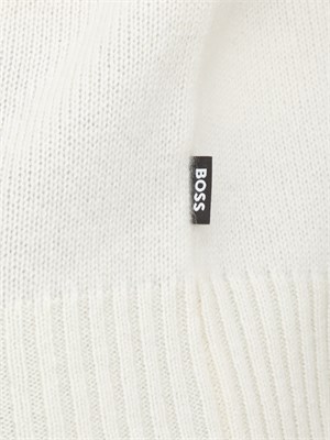 Maglia girocollo Boss uomo in cashmere bianco in UOMO