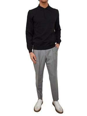 Polo maglia Boss uomo in lana vergine nera in UOMO