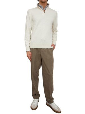 Maglia Boss uomo mezza zip in cashmere e lana bianco in UOMO