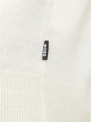 Maglia Boss uomo mezza zip in cashmere e lana bianco in UOMO