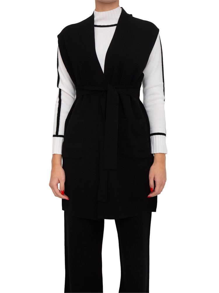 Gilet donna Abete Max Mara in viscosa punto tessuto nero