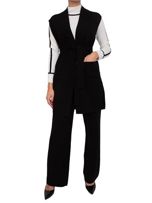 Gilet donna Abete Max Mara in viscosa punto tessuto nero in DONNA