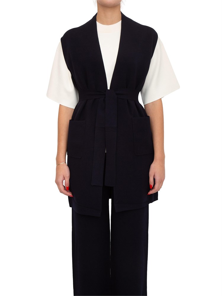 Gilet donna Abete Max Mara in viscosa punto tessuto blu