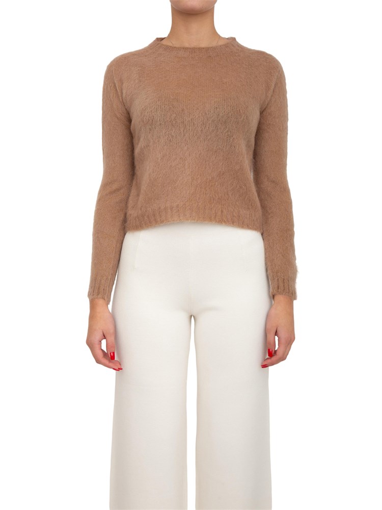 Maglia girocollo Aceto Max Mara in filato cardato di misto mohair cammello