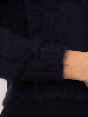 Maglia girocollo Aceto Max Mara in filato cardato di misto mohair blu in DONNA