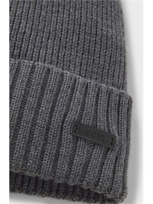 Berretto Boss uomo in lana vergine grigio in UOMO