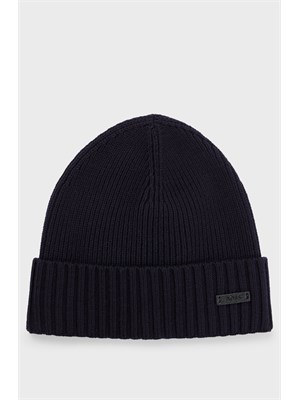 Berretto Boss uomo in lana vergine blu in UOMO