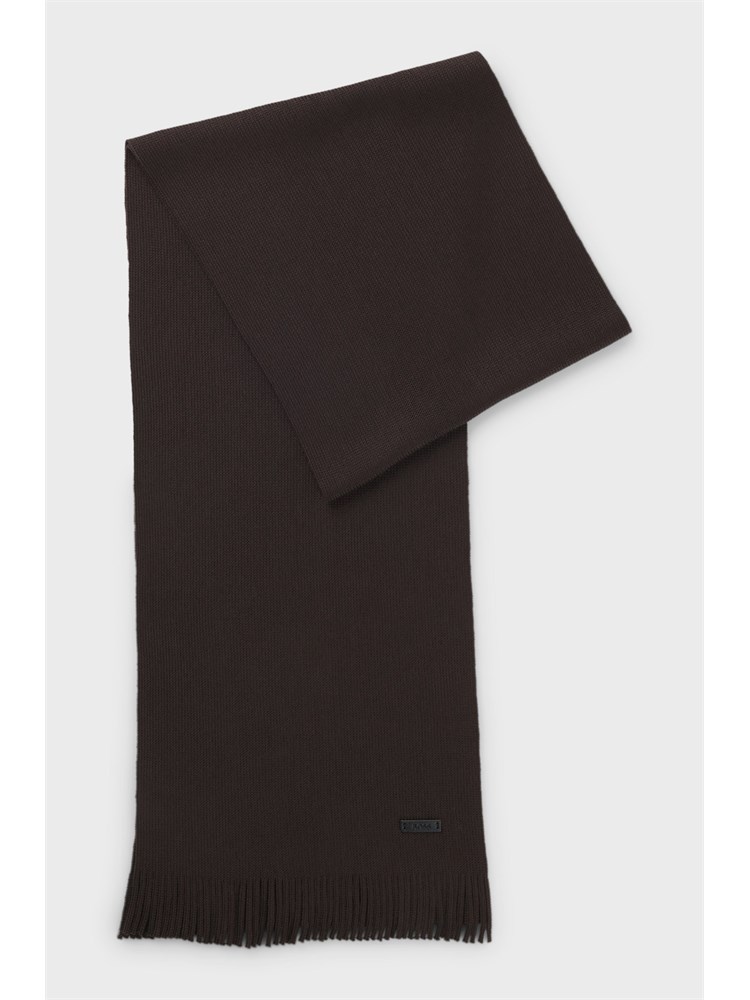 Sciarpa Boss uomo in lana marrone lavorazione Raschel