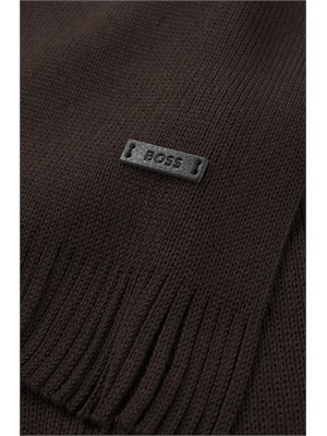 Sciarpa Boss uomo in lana marrone lavorazione Raschel in UOMO